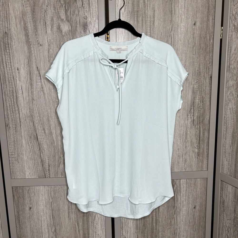 Loft Blouse Top Light Blue Color Drop Shoulder Sleeve Size M NEW